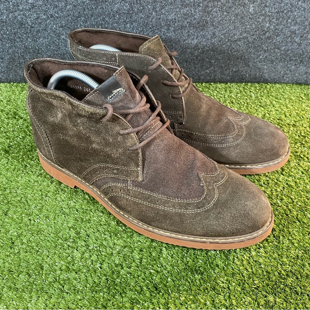 Nunn Bush Leather Chukka Boots Mens Size 11.5 Suede Brown Shock Absorption Wing